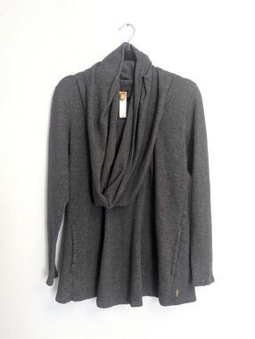 Lucy Draped Open Front Hooded Jacket Jersey Pullover Gray Size Small